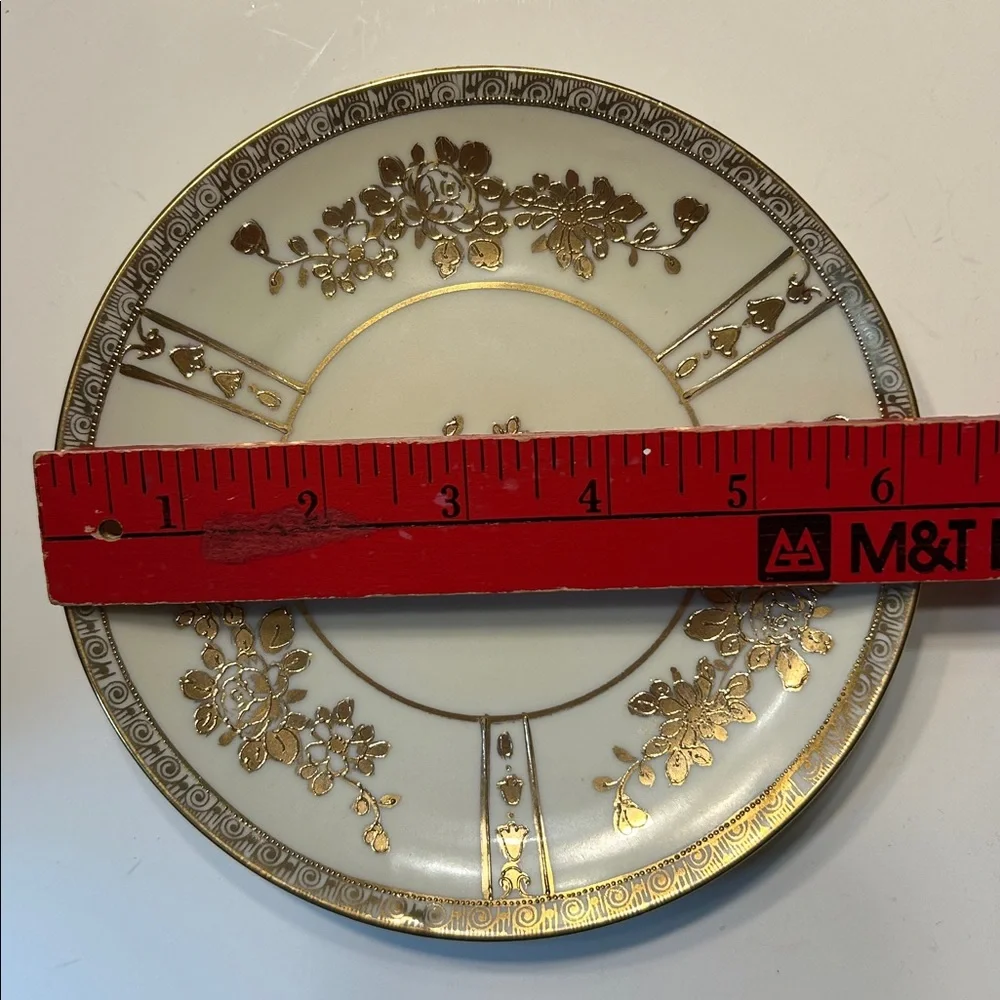 Antique Nippon Hand Painted Gold Moriage Floral Porcelain‎ Plate 6.25